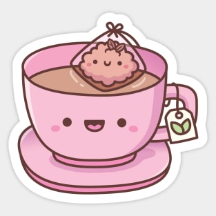 Cute Tea Bag and Teacup Doodle Sticker